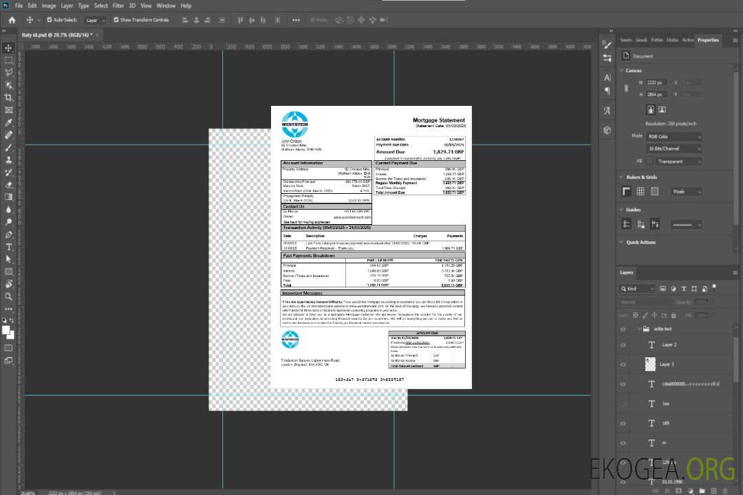 Royaume , Uni Relevé hypothécaire de la WestStein Bank aux formats Word et PDF template